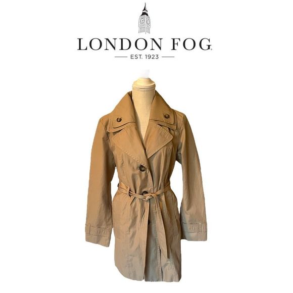London Fog Jackets & Blazers - London Fog Khaki Tan Trench Coat with Tie Belt
